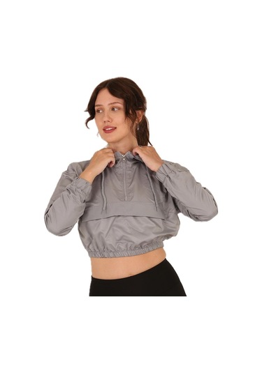 Scorp Alice Crop Kapüşonlu Kadın Sweatshirt Gri