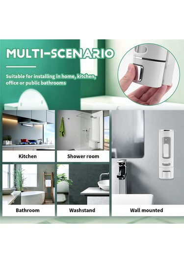 Xurunkeji 400 Ml Duvara Monte Sabunluk, Banyo Mutfak İçin Manuel El Şampuanı Duş Jeli Dağıtıcı Losyon Kabı Beyaz