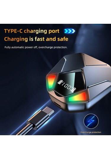 Qingmipy Siyah X6 Kablosuz Oyuncu Kulaklıkları, Oyun/müzik Çift Mod, Led Pil Göstergesi, 13mm Hoparlör, Bt5.1, 10m Alınım Mesafesi