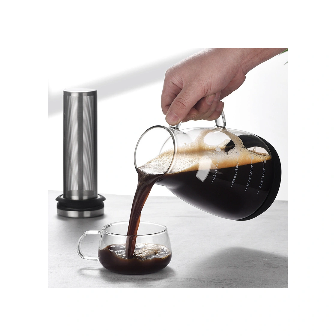 Geeroyoo Evde Kafe Ve Çay Hazırlamak İçin Cam Soğuk Demleme Fincanı - Filtreli, Çok Amaçlı, Kaliteli Malzemeyle Hazırlanmış Diğer