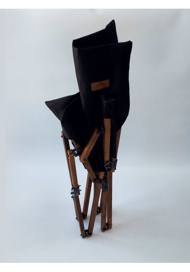 Joyfull Turtle Ahşap - Kollu Katlanır Sandalye -siyah Kılıf-çanta Siyah