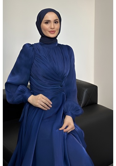 Kolu Bağlamalı Abiye Lacivert