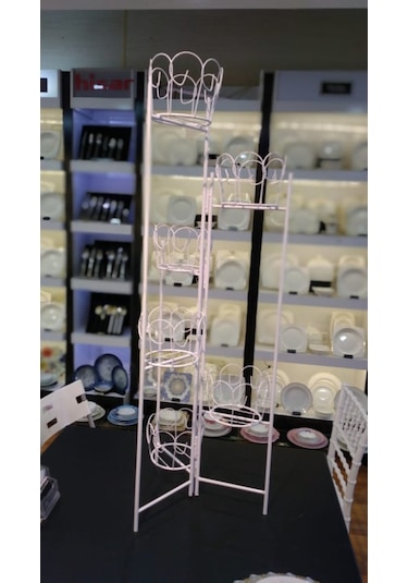 Dekoratif Metal Ferforje 5 Katlı Saksılık -Çiçeklik