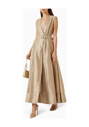 Acler Hepworth D - Ring Kemerli Maxi Elbise - %53 Keten, %36 Viskoz, %11 Naylon Bej