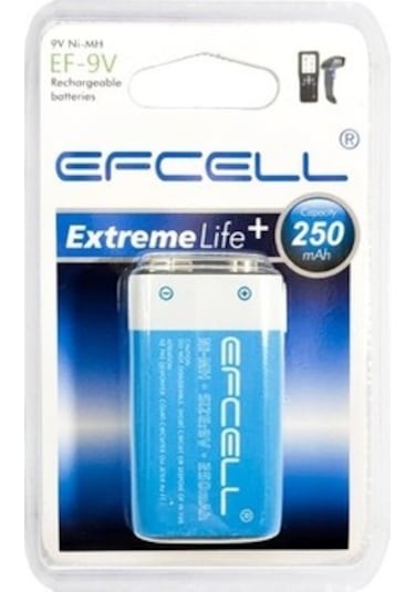 Efcell Şarjlı Pil 9V 250MAH Ni-Mh Efcell EF-9V