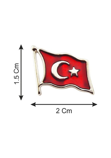 Anahtarlık Sepeti Türk Bayrağı Rölyef Dalgalı Rozet 2x1,5 Cm - Nikel