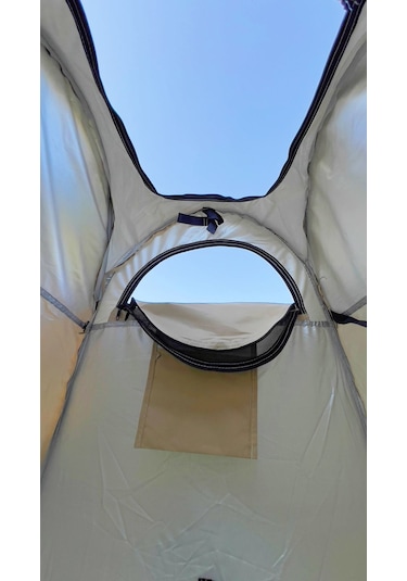 Alfa Balık Kamp Alanı Giyinme Duş Ve Wc Çadırı Otomatik Açılır Bej