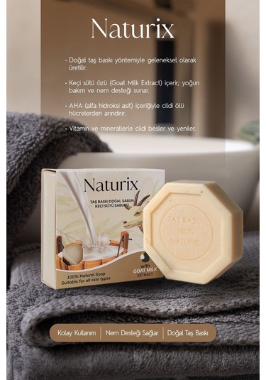 Keçi Sütü Özlü Taş Sabun 3'lü Eko Paket Peeling Etkili Ve Cilt Yatıştırıcı Bakım - 3x125 Gr