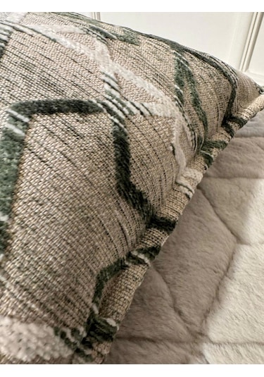 Nivemeshome Kırlent Kılıfı 45x45 Mateo 63-04 Yeşil-krem Yeşil+krem