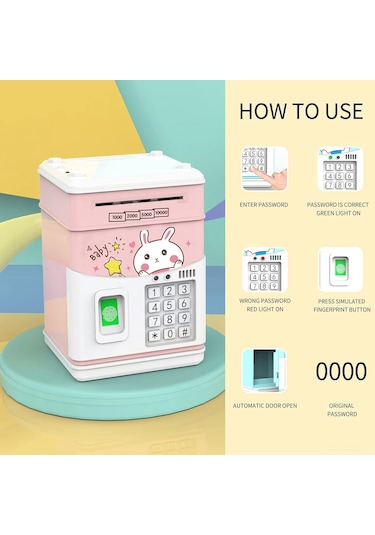 Parmak İzi Simüle Edilmiş Şifreli Mını Atm Elektronik Kumbarası, Nakit Para Huni, Otomatik Kaydırma Kağıdı, Çocuklar İçin Kasa