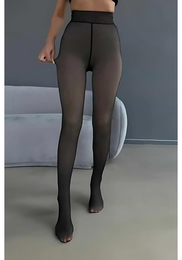 R9800-1 Ayaklı Peluş Tayt SiYAH