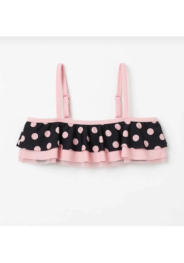 Nurbebe Puantiye Desenli Kız Çocuk Bikini Takımı Pembe