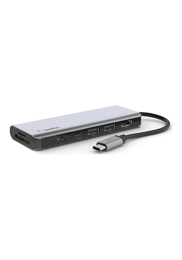 Belkin 7'si 1 Arada Çok Bağlantı Noktalı Usb C Hub 4k Hdmi, Usb-