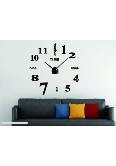 Xindoker 47 İnç Siyah Dıy Yansıta Duvar Saati - Ev Dekoru İçin Kreatif, Kolay Kurulum, Dayanıklı Malzeme Siyah