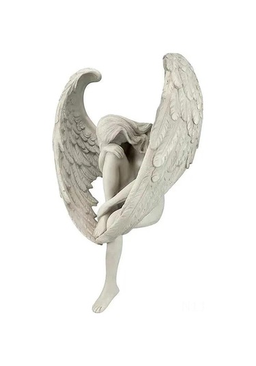 Tenfowee Bahçe İçin Aydınlatmalı Mavi Resin Melek Heykeli - Ruhani Güzellik Ve Umut Simgesi