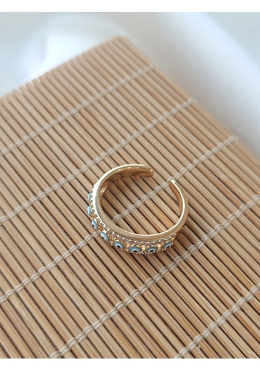 Rose Gold Nazar Boncuklu Yüzük Altın