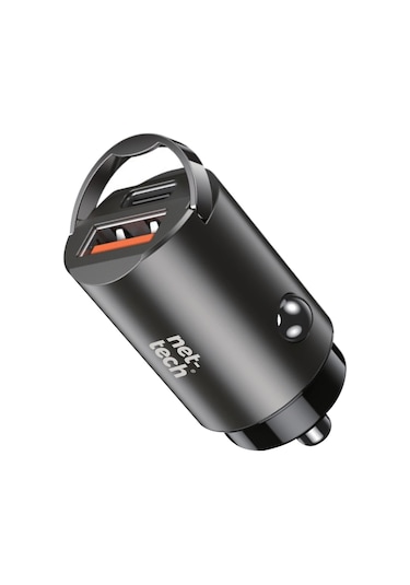 Nettech Nt-cch05 30w Pd& Qc 3.0 Çift Portlu Metal Araç Şarjı Siyah