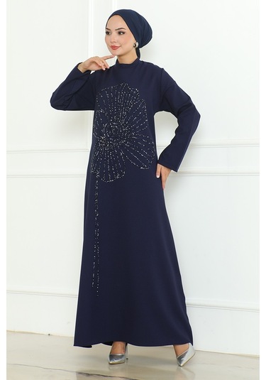 Zeral Taş İşlemeli Abiye 1200 - Lacivert