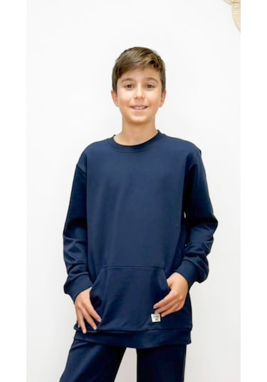 Divinus Erkek Çocuk Kangru Cepli Sweatshirt Lacivert