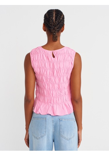 Dilvin 50845 Kolsuz Crop Bluz-pembe Pembe