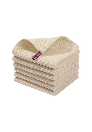 Jeemson Mavi Honeycomb Desenli 6'lı Tam Pamuk Mutfak Temizlik Bezi - 34x34 Cm, Dayanıklı, Kolay Kullanım, Ev Temizliği İçin Uygun