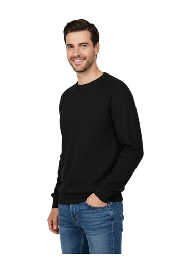 Erkek Spor Reklam Kol Kazak Regular Fit Bgl-st04949 Siyah