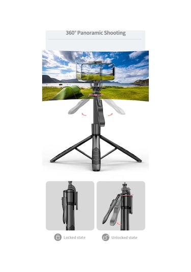 Geeksen L16d Tripod Telefon Tutucu: 1.55m Genişletilebilir, 3 Renkli Işık, Bluetooth Kumanda, Sabit Alüminyum, Seyahat Kolaylığı