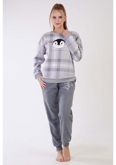Kadın Polar Uzun Kol Gri Pijama Takım C9t8n1o303 001