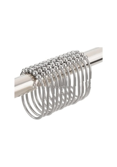 24 Adet Krom Kaplamalı Duş Perdesi Kancası Halkası, Banyo Duş Perdesi Kancası Duş Barı İçin Uygundur Gümüş