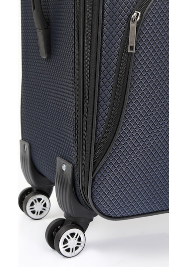 Oleets 8 Tekerli Su Geçirmez Kumaş Büyük Boy Valiz Lacivert