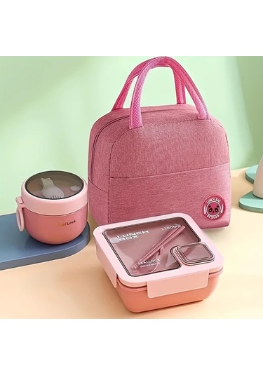 Elmpaly 1100m Sakura Pink Set 3 Parça El Tipi Büyük Kapasiteli Okul Ofis Piknik Yemek Çantası 1100m-sakura Pembe Set Adet