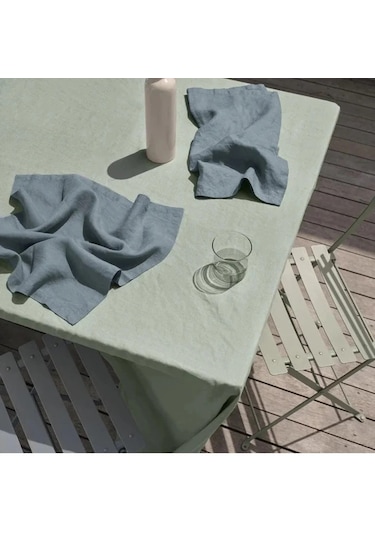 Wellstil Premium Keten Masa Örtüsü Adaçayı Yeşili