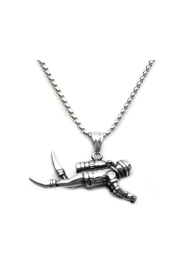 Balık Adam Çelik Kolye Gümüş
