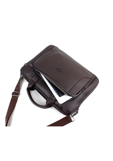 Kahverengi Evrak Ve Laptop Çantası 15,6 İnç Unisex Kahverengi