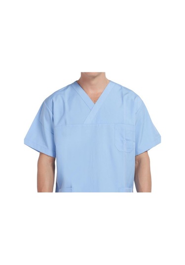 V Yaka Ceket Kısa Kol Açık Mavi