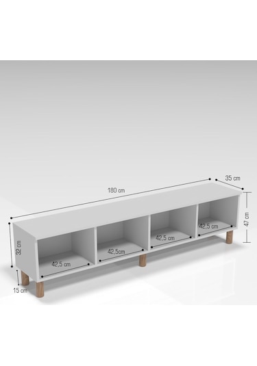 Bohem 180 Cm Beyaz Tv Ünitesi Beyaz