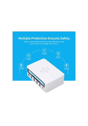 Mufunye 6 Portlu Akıllı Şarj İstasyonu: Ev Ve Ofis Kullanımı İçin Kablosuz Şarj, Hızlı Şarj Ve Lcd Ekran Özellikli