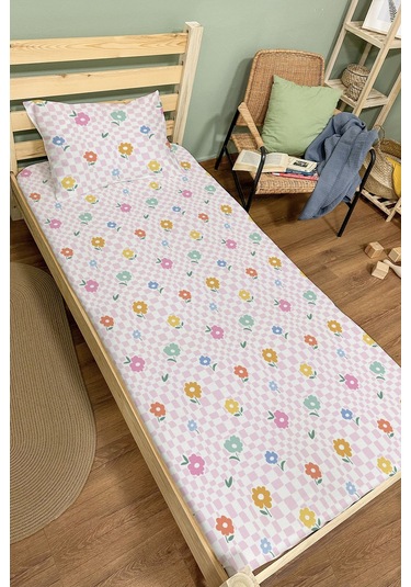 Organik Tek Kişilik Lastikli Çarşaf Seti - Bahar Dansı Renkli