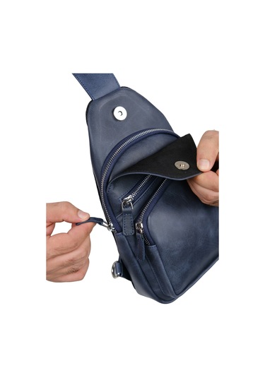 Mft Leather Hakiki Deri Unisex Çapraz Çanta Baggy 6981 Tiguan Lacivert