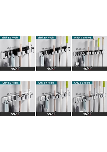 Yunboo 40cm Siyah 4 Kanca Tüp Sünger Tutucu - Delme/delmesiz İki Kullanıma, Alüminyum Malzeme, 12kg Yüke Dayanır Siyah