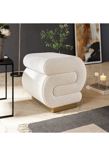 Sally S Puf, Oturma Odası, Antre Puf, Krem, Gold Metal Ayak KREM