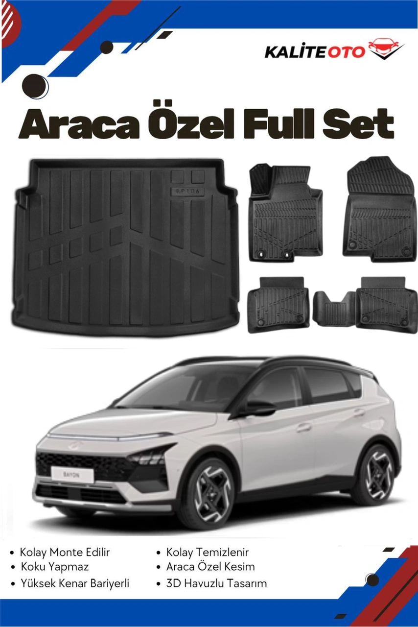 Hyundai Bayon 2025 Model Yumuşak Paspas+bagaj Havuzu Seti