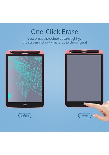 Hombey 10.5 İnç Lcd Tek Renkli Çizim Tahtası - Çocuklar İçin Tuval - Tek Tuşla Silme Ve Kilitleme Özelliği - Taşınabilir Akıllı Siyah Tahta Cr2025 Pil Dahil Siyah