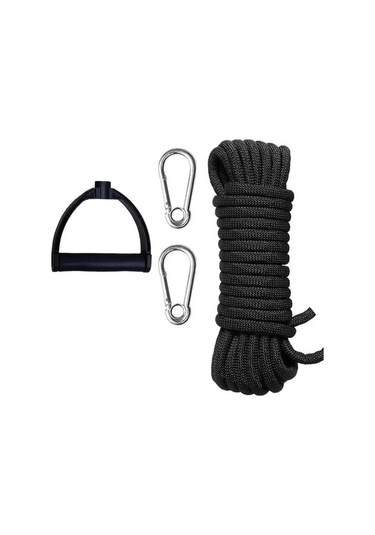 Besthome1 Karabinalarla Tırmanma Halatı, Yüksek Mukavemetli Paslanmaz Çelik Siyah