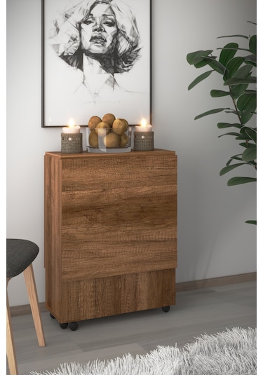 Dekorfim DF01110BR Pratik Portatif Katlanır Masa Mutfak ve Yemek Masası