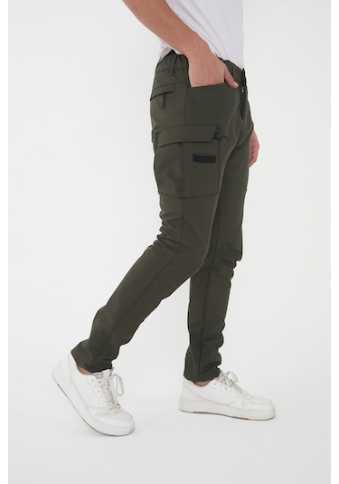 Camp Scoutland Camp592 Outdoor Softshell Su Ve Rüzgara Dayanıklı İçi Polarlı Kışlık Erkek Taktik Pantolon Haki Haki