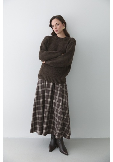 Vanilya Uzun Kollu Relax Kazak - 251091 Kahverengi