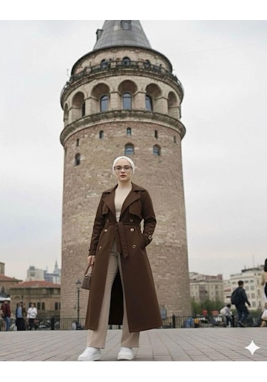 Lovie Moda Kadın Şal Yaka Trençkot Kahverengi