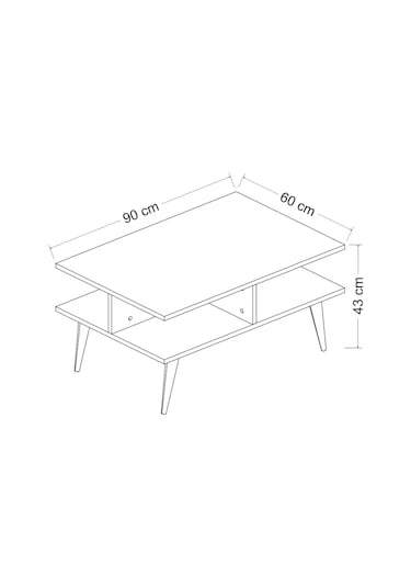 Dekorosso Poloo Ahşap Ayaklı Modern Orta Sehpa 90Cm Beyaz-Safir