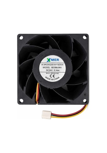 8cm 38mm 24 Volt 80x80x38 24v 3 Uçlu 0.36a Rulmanlı Fan 12v